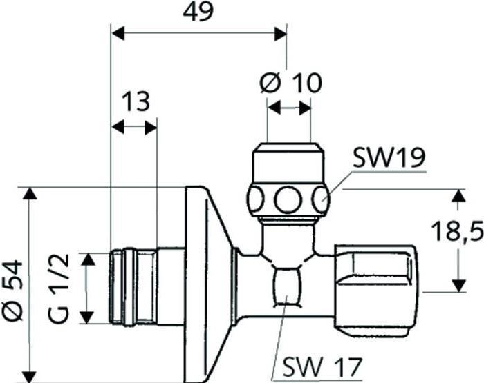 Produktbild Schell DIN-Eckregulierventil COMFORT 1/2Zoll m Doppel-Rückflussverhinderer ch