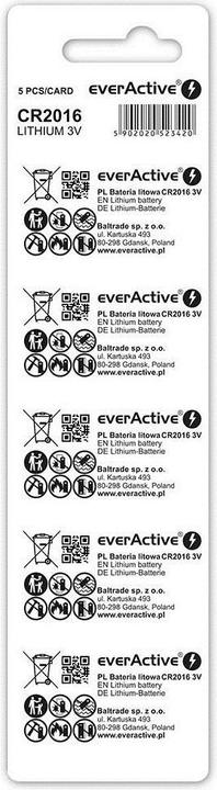 Image du produit Everactive Piles au lithium mini CR2016 sous blister 5 pièces (5 pcs, CR2016, 80 mAh)