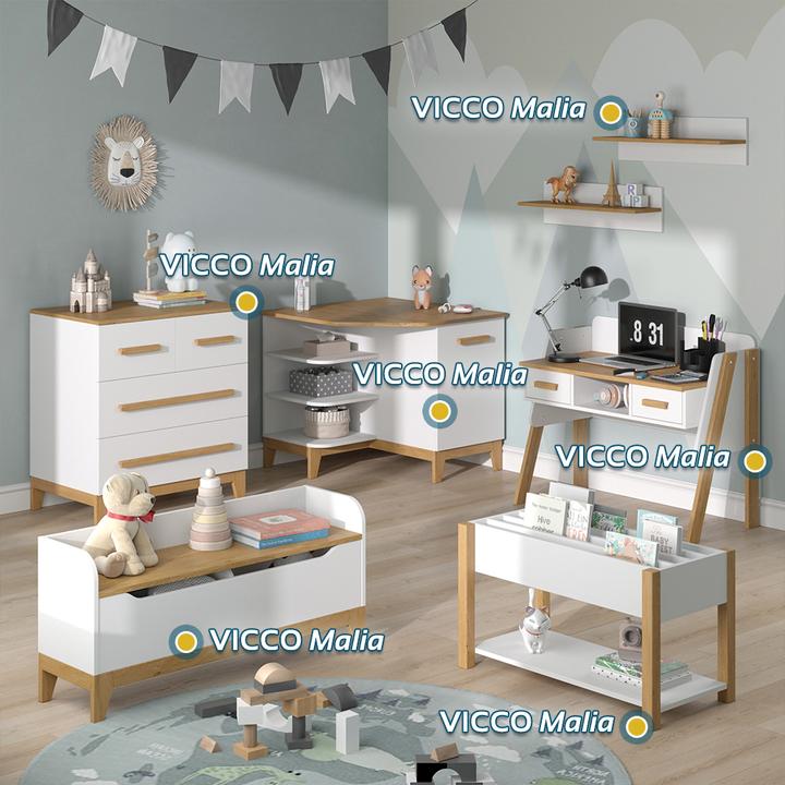 Produktbild VitaliSpa Kinderregal Malia, Weiss/Eiche, 80 x 46 cm