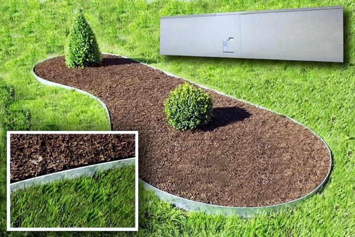 Actual product image Green Split Set of 10 lawn edgings metal 13.5 cm high, 12 m long (1200 cm)