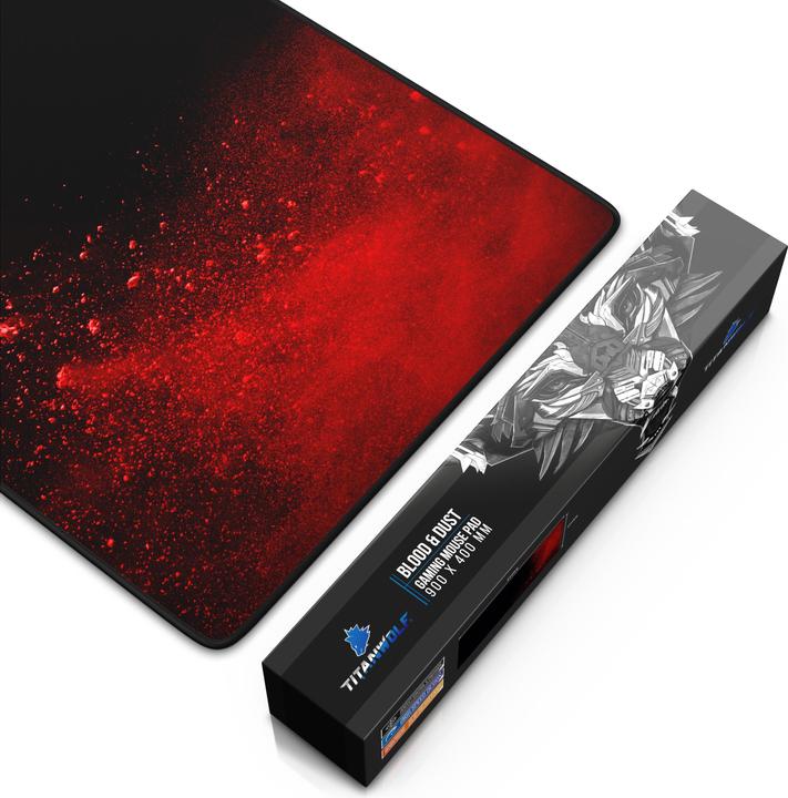 Produktbild Titanwolf Gaming Mauspad XXL, glattes Stoffgewebe, Speed Mausmatte 900 x 400mm grosse Fläche, Blood (XXL)