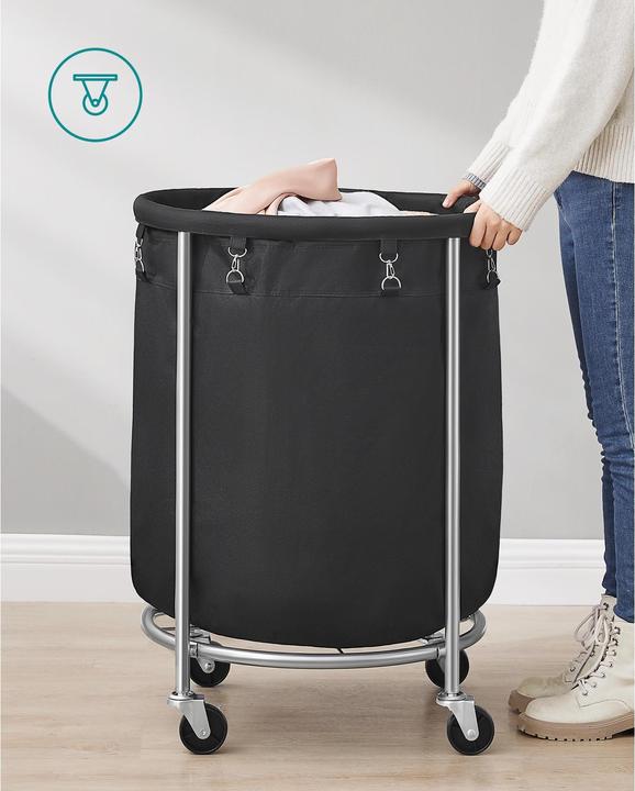 Actual product image Songmics Laundry basket on castors 48 l, black/silver, detail colour (170 l)