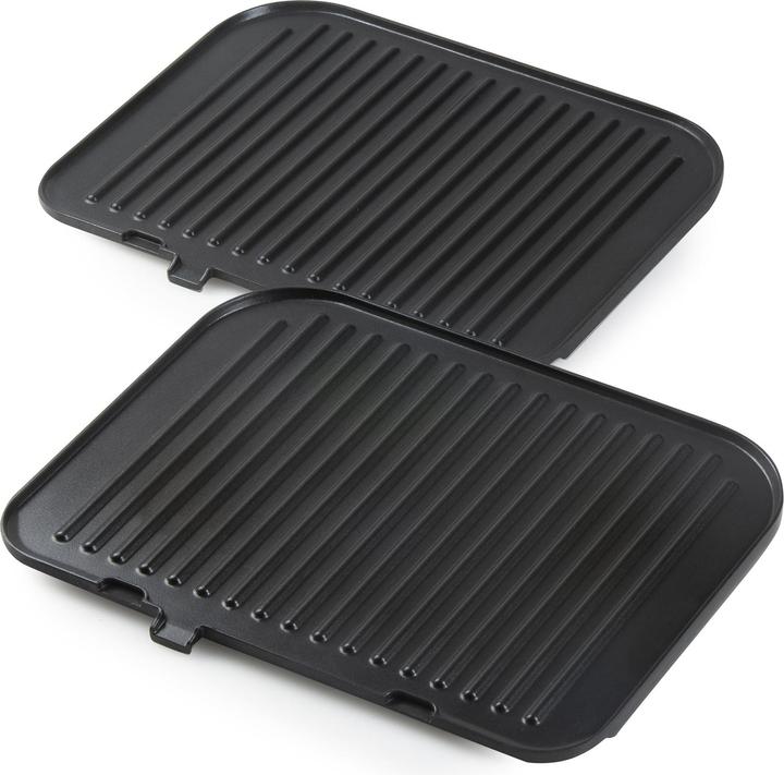 Actual product image Domo Genius Electric Contact Grill Non-stick Coating, with Display Stainless Steel, Black (EU plug)