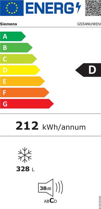 Energy Label Siemens GS54NUWDV (Stand-alone, 328 l)