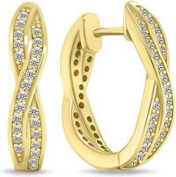 Brilio Silver - Sparkling gold-plated hoop earrings with zircons EA742Y