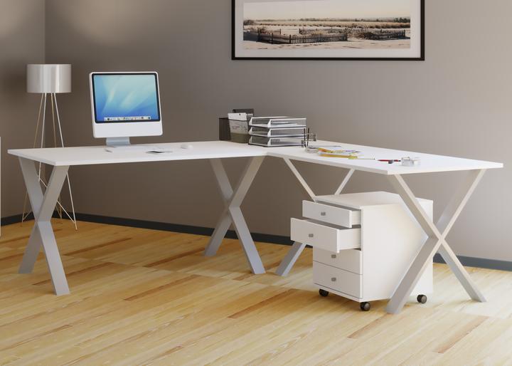 Produktbild VCM Büromöbel Eckschreibtisch Lona T. 80 cm X Silber (220 x 80 x 76 cm)