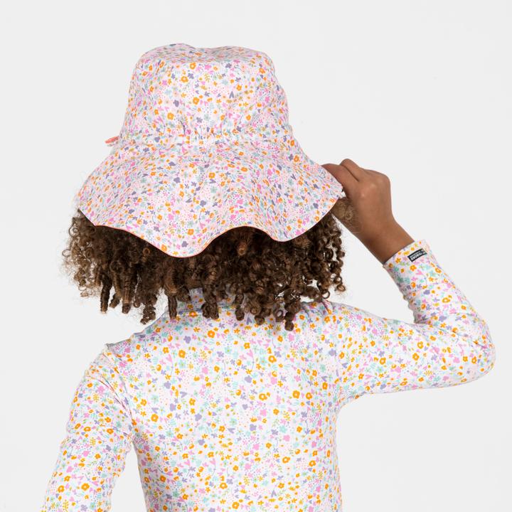 Image du produit Nabaiji Chapeau anti UV réversible Bébé - corail et imprimés fleurs
