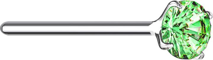 Star Piercing Nasenstecker biegen silber runder Kristall grün gefasst (ohne Messing, 925 Sterlingsilber)