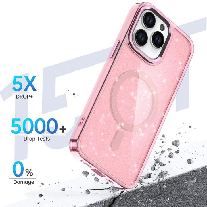 Actual product image Hurtel Glitter Case MagSafe for iPhone 16 Pro Max - pink with glitter (Apple iPhone 16 Pro Max)