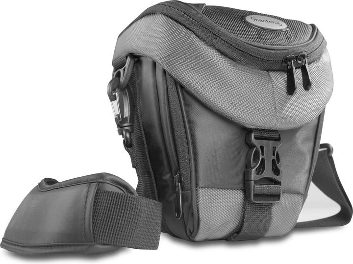 mantona Premium Colttasche schwarz / grau (Kamera Schultertasche, Kamera Bereitschaftstasche, 5.84 l)