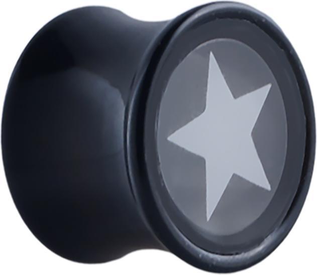 Produktbild Star Piercing Flared Plug mit Stern auf transparenter scheibe (ohne Messing, Acryl)