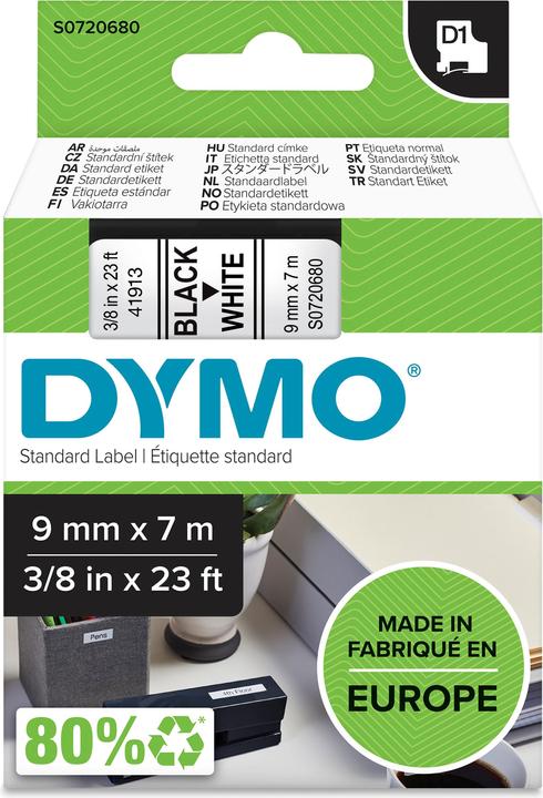 Produktbild Dymo S0720680 Standardband (0.90 cm, Schwarz, Weiss)