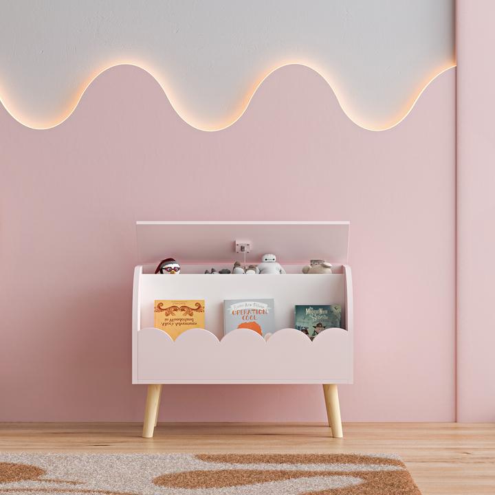 Produktbild En.Casa Spielzeugkiste Vestnes 60x30x44 cm Cotton Candy/Weiss