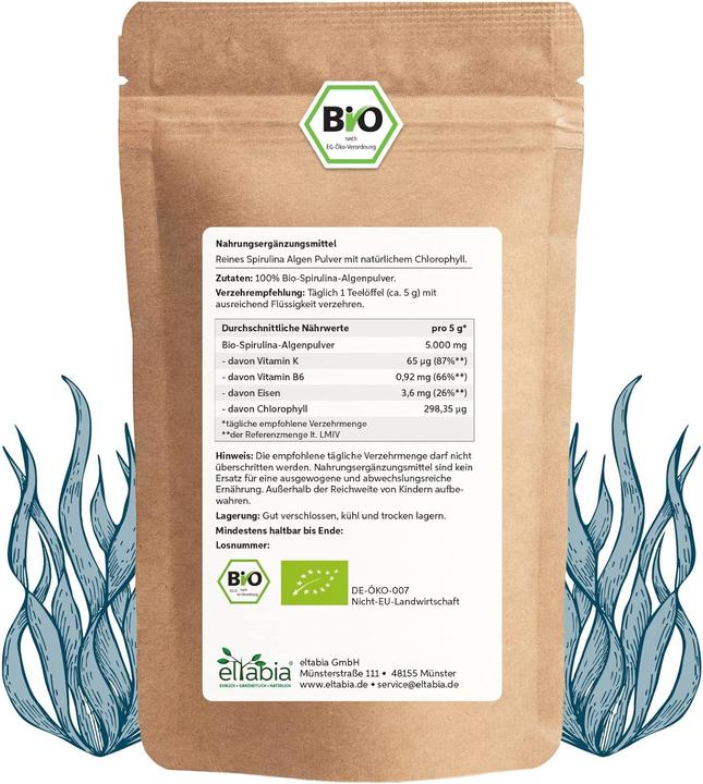 Image du produit Eltabia Poudre de spiruline bio | Qualité crudité premium (Poudre, 100 g)