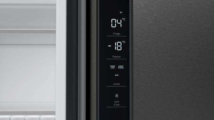Actual product image Bosch Hausgeräte Series 6 KFN96AXEA, Freestanding, French door, Black, Touch, LED, On door (605 l)