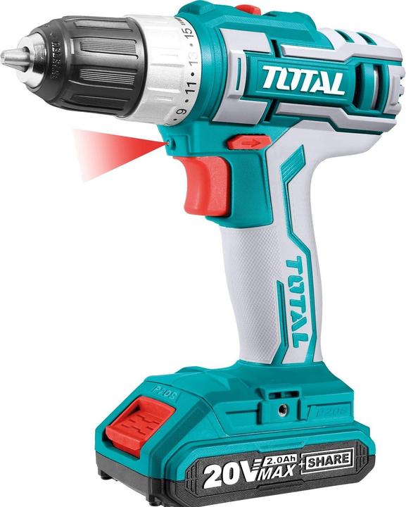 Produktbild Total Akku-Bohrschrauber, 20V Li-Ion, 2000mAh, Industrie (Akkubetrieb)