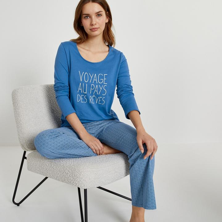 Produktbild La Redoute Collections Pyjama mit langen Ärmeln aus Baumwoll-Jersey (W32/L34)