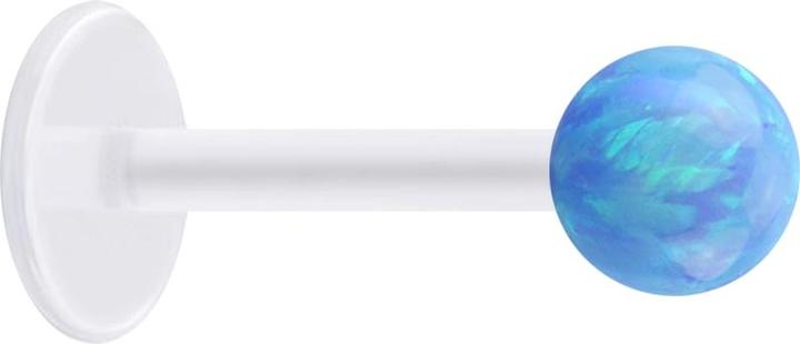 Actual product image Star Piercing Micro Labret transparent with ball Opal light blue (without brass, Bioflex)