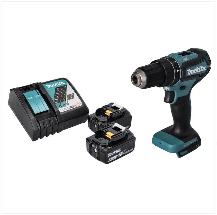 Produktbild Makita DHP 485 RT Akku Schlagbohrschrauber 18 V 50 Nm Brushless + 2x Akku 5,0 Ah + Ladegerät (Akkubetrieb)