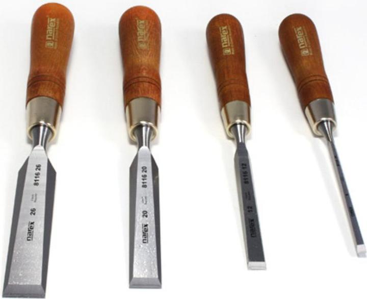 Narex Chisel set with bevelled edges and waxed handles 4 pieces