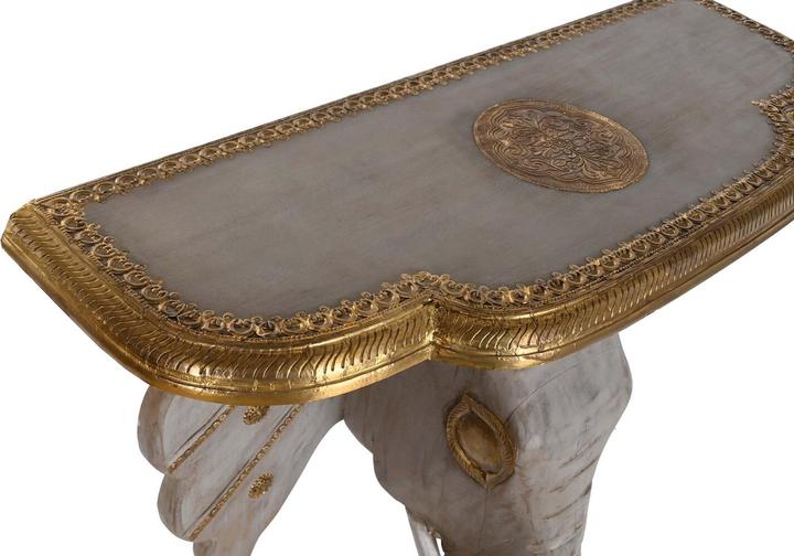 Image du produit DKD Home Decor Console Elephant White Grey Golden Brass Mango wood 80 x 30 x 96 cm