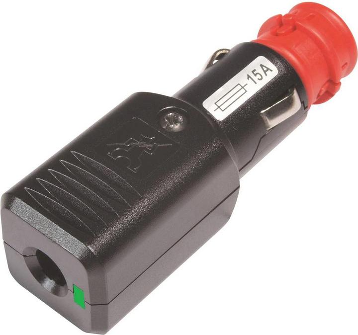 Produktbild ProCar Universalstecker NG 15A LED mit Zugentlastung mit Sicherung, 12-24 Volt