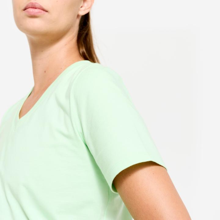 Image du produit Domyos T-shirt col V fitness en coton femme, vert sorbet (XXL)