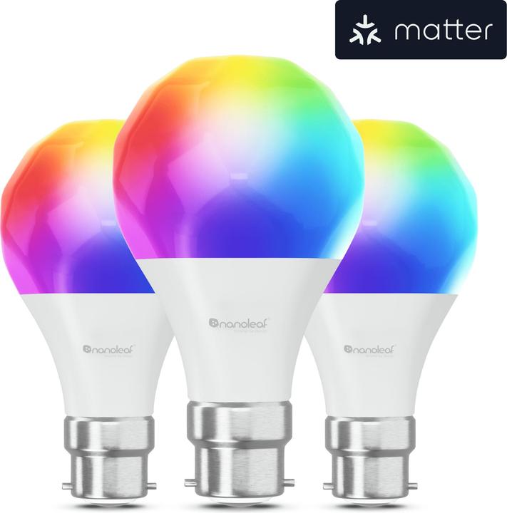 Actual product image Nanoleaf Essentials Smart A60 Bulb B22 Matter 9W 806Lm RGBCW 2700-6500K, 3pcs pack (B22, 8.50 W, 806 lm, 3 x, F)