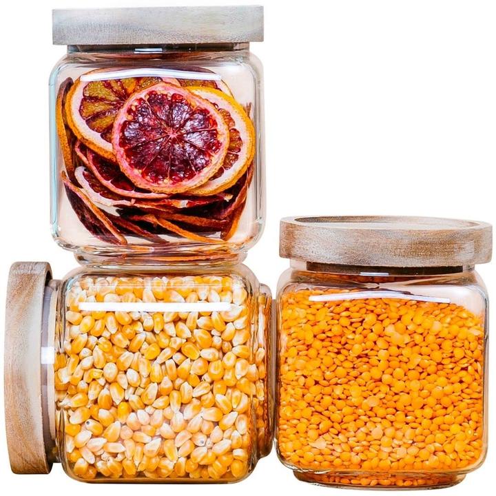 Image du produit Econovo Verres à provisions avec couvercle carré 600ml 3 pièces (0.60 l)