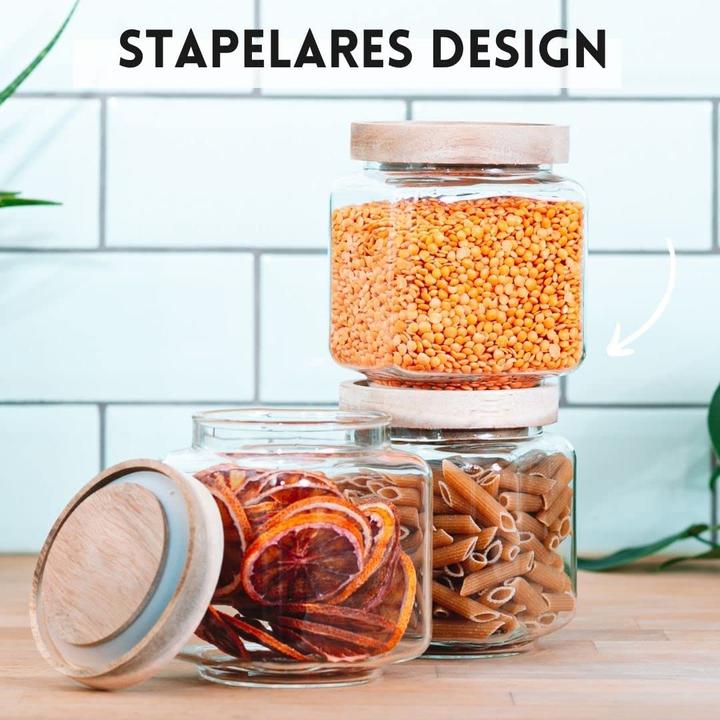 Image du produit Econovo Verres à provisions avec couvercle carré 600ml 3 pièces (0.60 l)