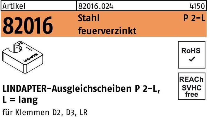 Produktbild Lindapter Ausgleichscheibe R 82016 GTW 40 P2 M 20 / 20,0 Stahl feuerverzinkt
