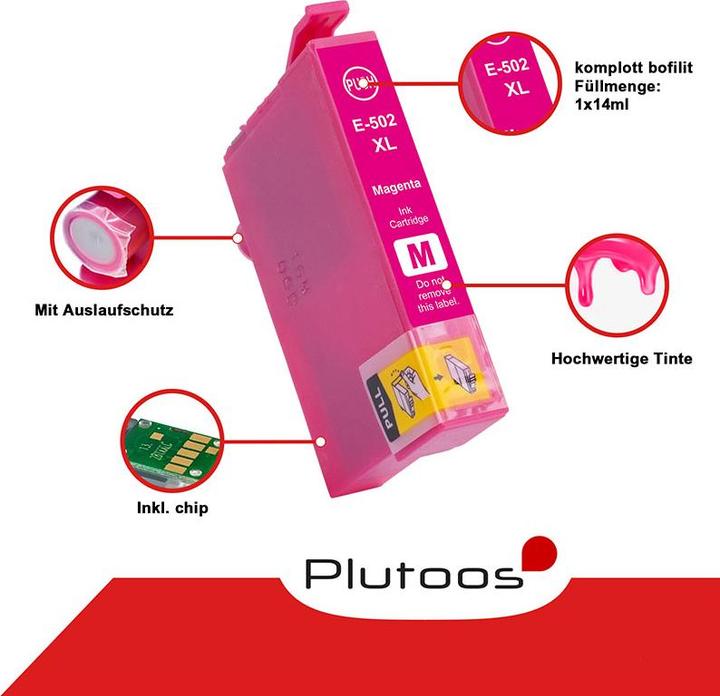 Immagine prodotto Plutoos Cartuccia Epson 502XL XXL compatibile, set di 4 colori (M, Y, C, FC)