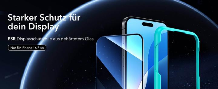 Actual product image ESR Tempered glass display protection (1 Piece, Apple iPhone 16 Plus)