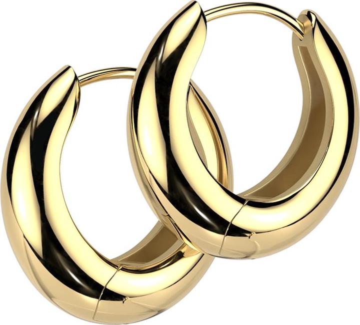 Star Piercing Ohrring zum Klappen vergoldet rund breit (ohne Messing, Chirurgenstahl 316L)