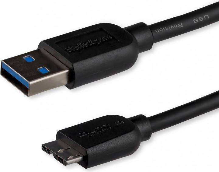 Produktbild StarTech 3m schlankes SuperSpeed USB 3.0 A auf Micro B Kabel - St/St - USB 3.0 Anschlusskabel - Schwarz (3 m, USB 3.2 Gen 1)