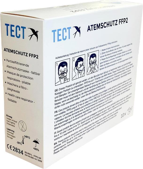 Immagine prodotto Tect Respiratore pieghevole FFP2 (FFP2, 10 x)