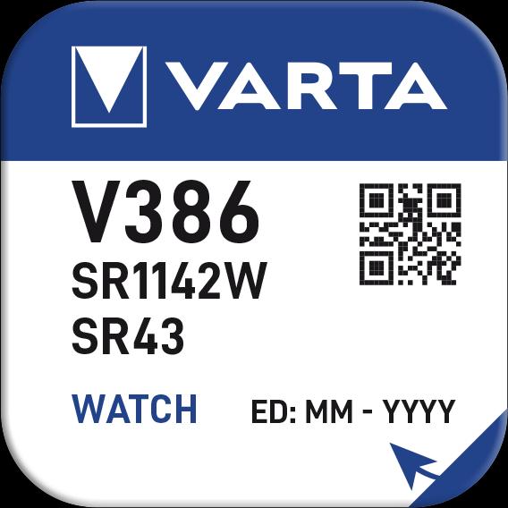 Produktbild Varta V386 / SR1142W - 10 Uhrenbatterien (10 Stk., SR43, 115 mAh)