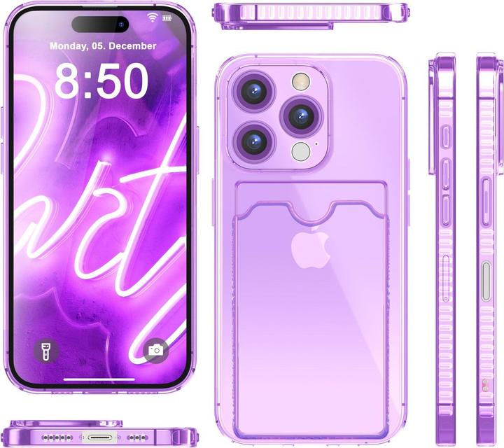 Produktbild Nalia Klar Transparente Neon Silikon Hülle Kartenhalter (Apple iPhone 16 Pro)