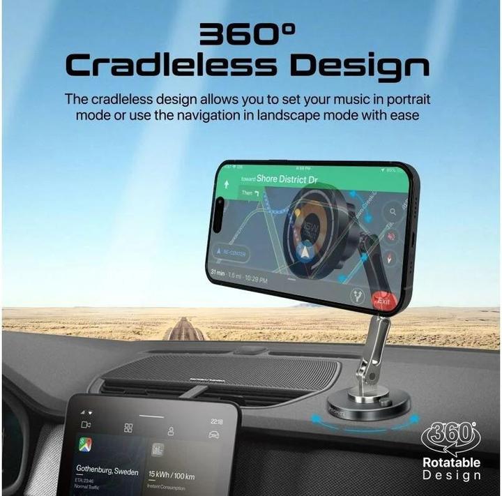 Actual product image ProMate Magnus-Qi 15 Watt MagSafe Car Mount
