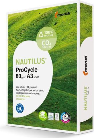 Actual product image Nautilus Paper recycled 135 CIE A3 80 g/m² (80 g/m², 500 x)