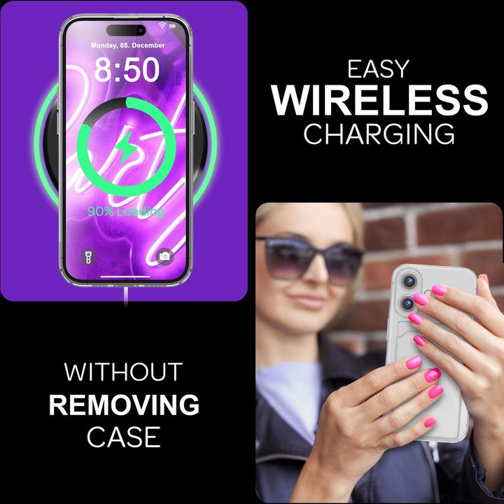 Actual product image Nalia Clear transparent neon silicone cover card holder (Apple iPhone 16)