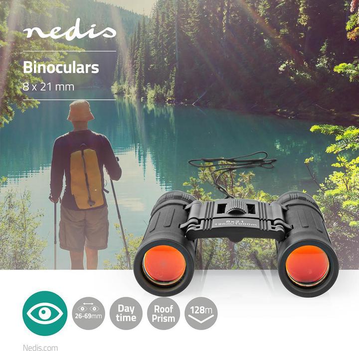 Produktbild Nedis SCBI1000BK Fernglas Vergrösserung: 8 Objektivdurchmesser: 21 mm Augenabstand: 10,5 Sichtfeld: 1 (8 x, 21 mm)
