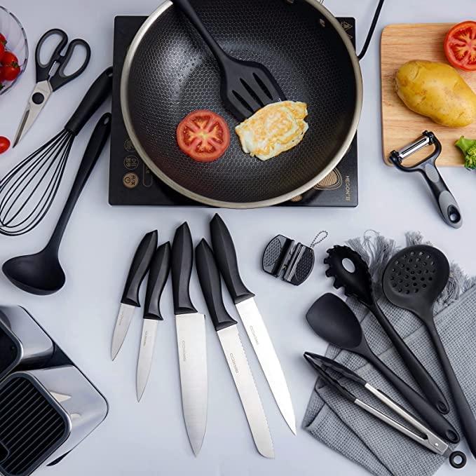 Produktbild Raxco Messerblock Kuechenhelfer Set 18 Teilig Silberfarben