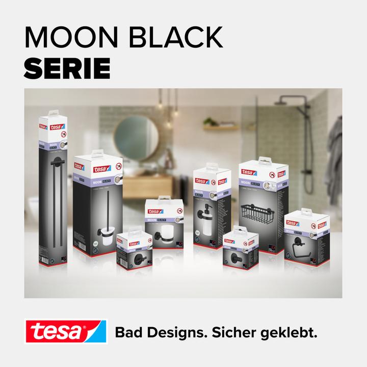 Image du produit tesa Porte-serviettes MOON BLACK à deux bras avec solution adhésive sans perçage