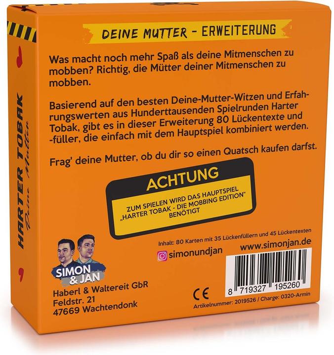 Image du produit Simon & Jan Harter Tobak Deine Mutter (Allemand)