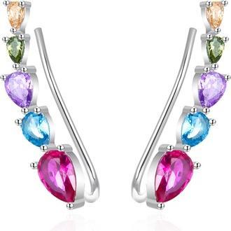 Agato - Silver long earrings with colored zircons AGT-E082VC