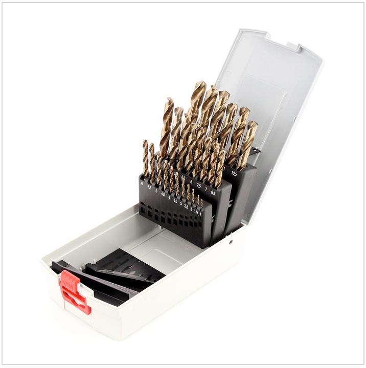 Produktbild Bosch Professional Zubehör PRO Stainless Steel HSS-Co Spiralbohrer-Set, 25-tlg. (1 mm, 1.5 mm, 2 mm, 2.5 mm, 3 mm, 3.5 mm, 4 mm, 4.5 mm, 5 mm, 5.5 mm, 6 mm, 6.5 mm, 7 mm, 7.5 mm, 8 mm, 8.5 mm, 9 mm, 9.5 mm, 10 mm, 10.5 mm, 11 mm, 11.5 mm, 12 mm, 12.5 mm, 13 mm)