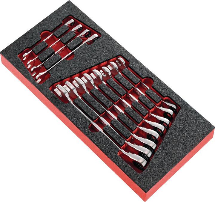 Facom Ratchet ring/fork wrench set, 12 pieces