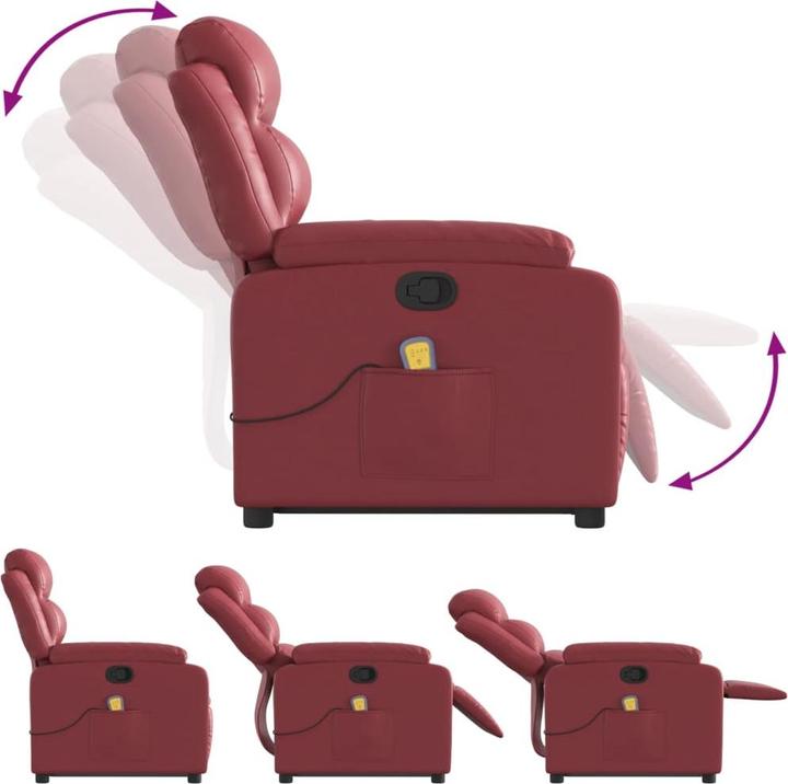 Immagine prodotto VidaXL Poltrona massaggiante Poltrona stand-up Poltrona TV Poltrona relax Poltrona in similpelle rosso vino