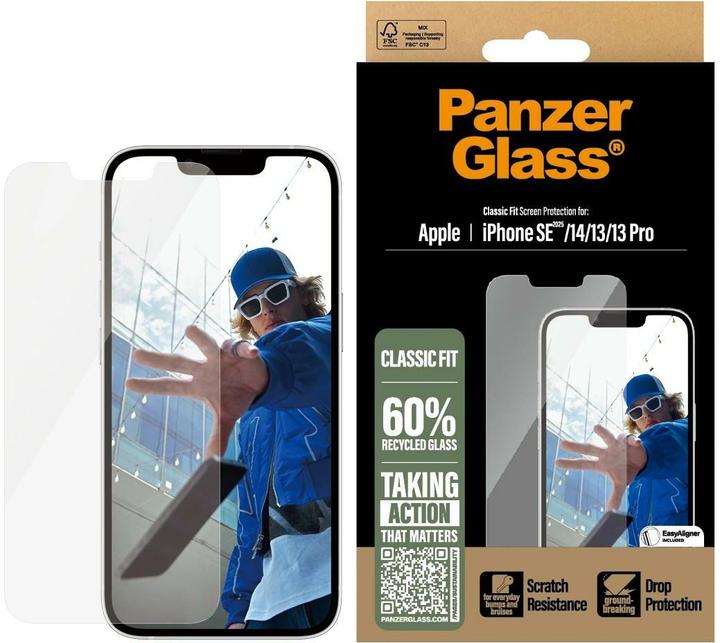 Actual product image PanzerGlass Screen Protector Classic Fit (1 Piece, Apple iPhone 14, Apple iPhone 13, Apple iPhone 16e, Apple iPhone 13 Pro)